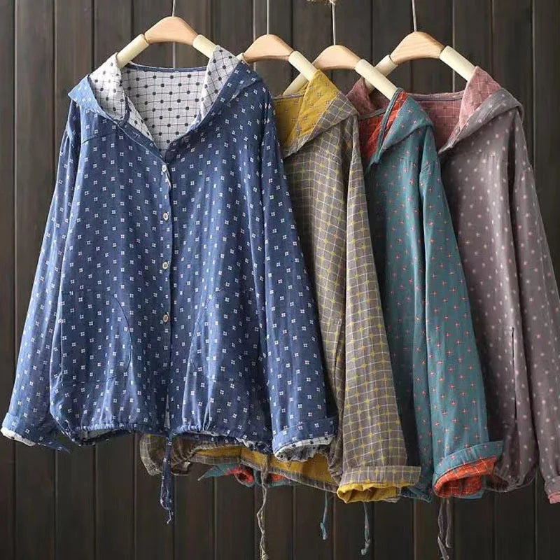 New Hooded Printed Shirt Casual Loose Top
