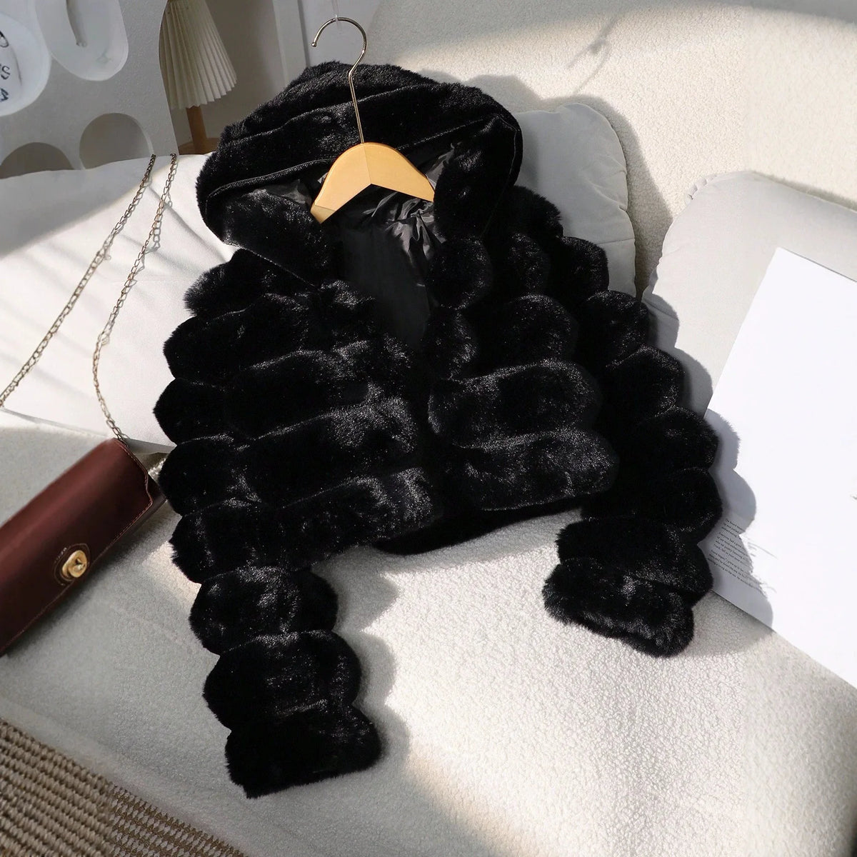 Women Faux Fur Short Coats Jackets Hooded Coat Thick Warm Y2k Streetwear Jacket Elegant Work Outerwear Autumn Winter 2026