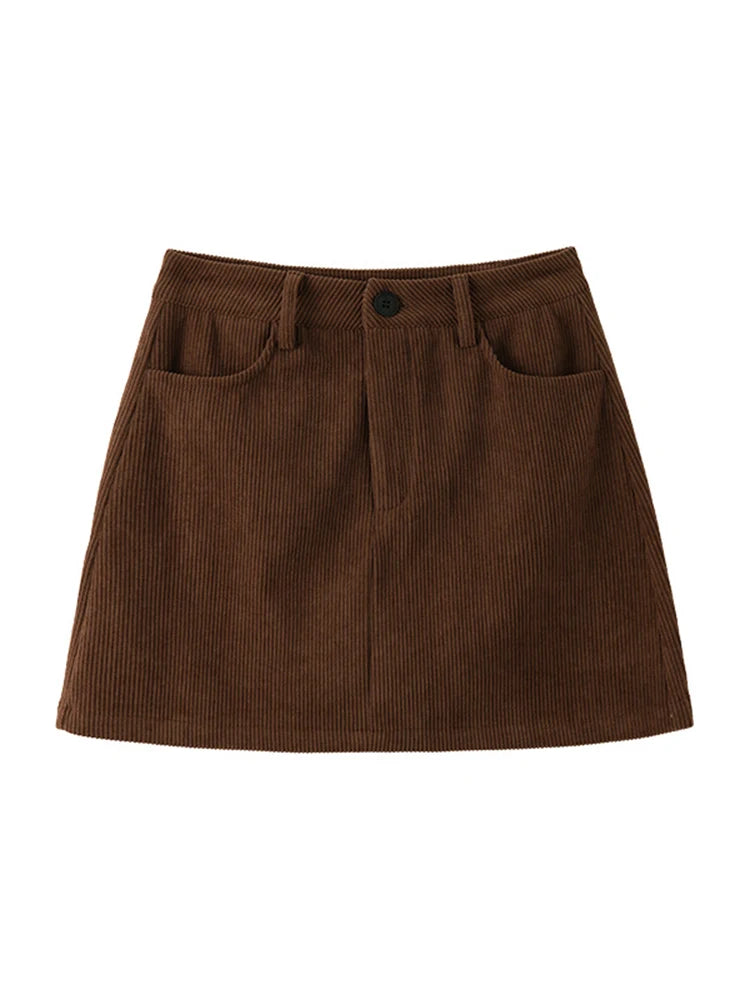 Autumn Corduroy Mini Skirt Burgundy For Women Brown Vintage A Line Short Skirts With Shorts Inside For Women Skirt Corduroy Fall