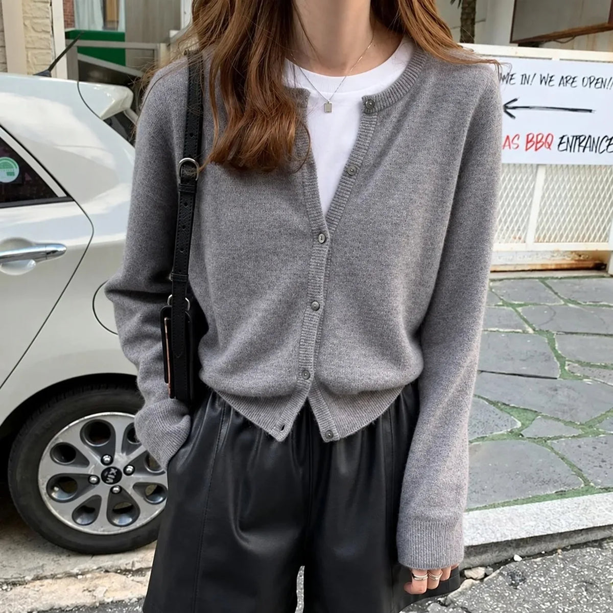 Cashmere Cardigan Sweater for Women Single Breasted Long Sleeve Solid Knitted Outerwear Woman Spring Autumn Casual Knitwear Top