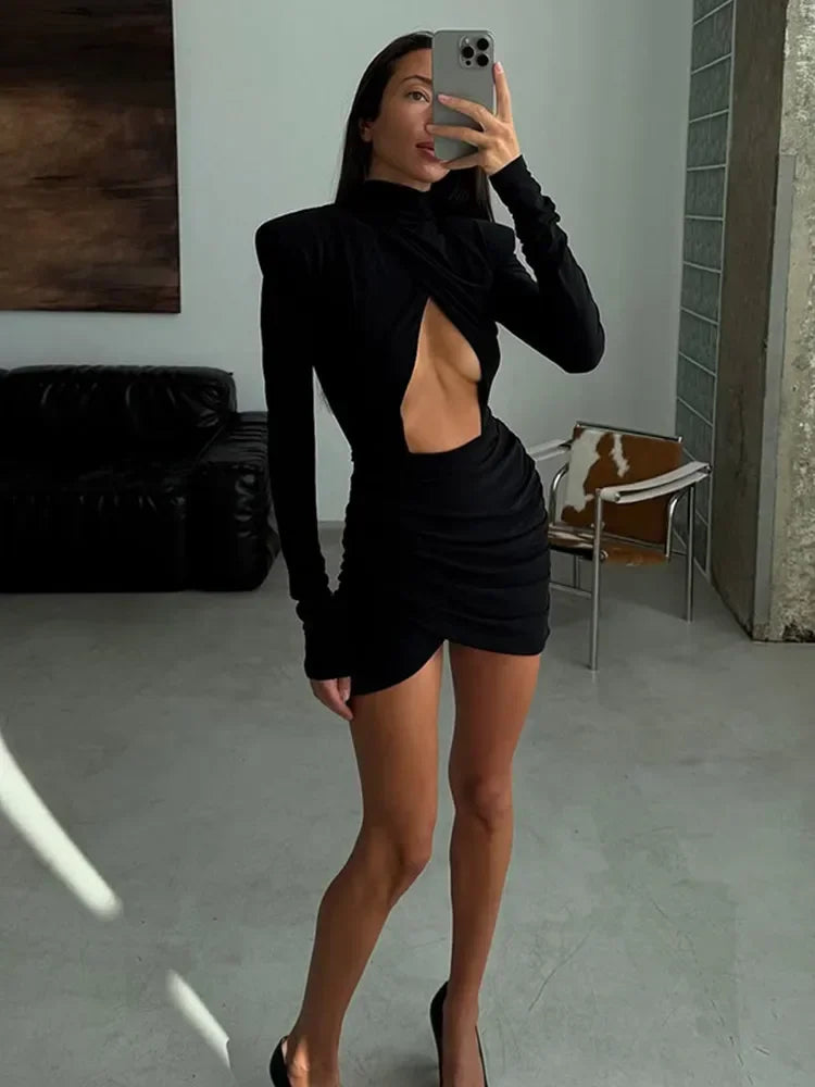 Women Solid Waist-cinching Blazer Mini Dress Chic Full Sleeve V-neck Slim Dresses Sexy 2026 Lady Daily Commute Office Vestidos