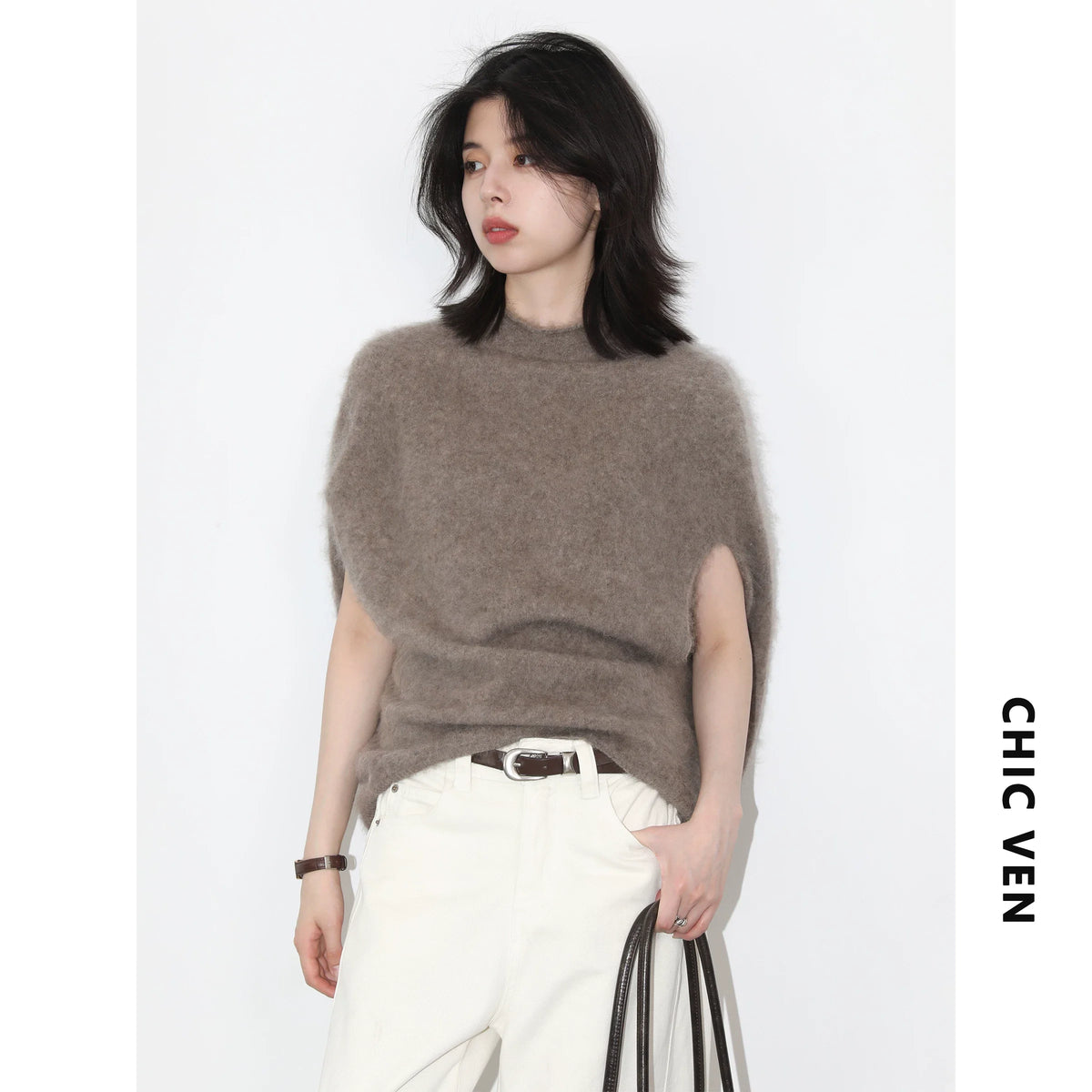 CHIC VEN Women Turtleneck Woolen Sweaters Loose Casual Sleeveless Oversized  Retro Female Jumpers Pullovers Autumn Winter 2026