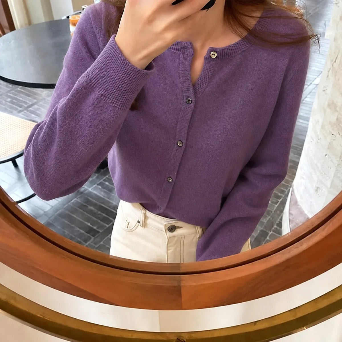 Cashmere Cardigan Sweater for Women Single Breasted Long Sleeve Solid Knitted Outerwear Woman Spring Autumn Casual Knitwear Top