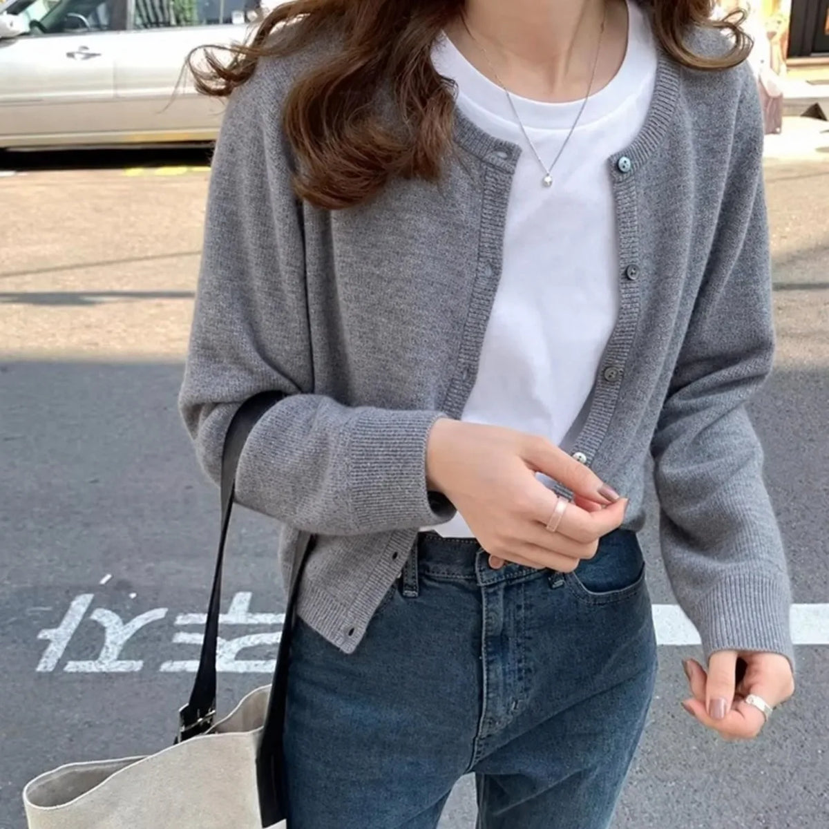 Cashmere Cardigan Sweater for Women Single Breasted Long Sleeve Solid Knitted Outerwear Woman Spring Autumn Casual Knitwear Top