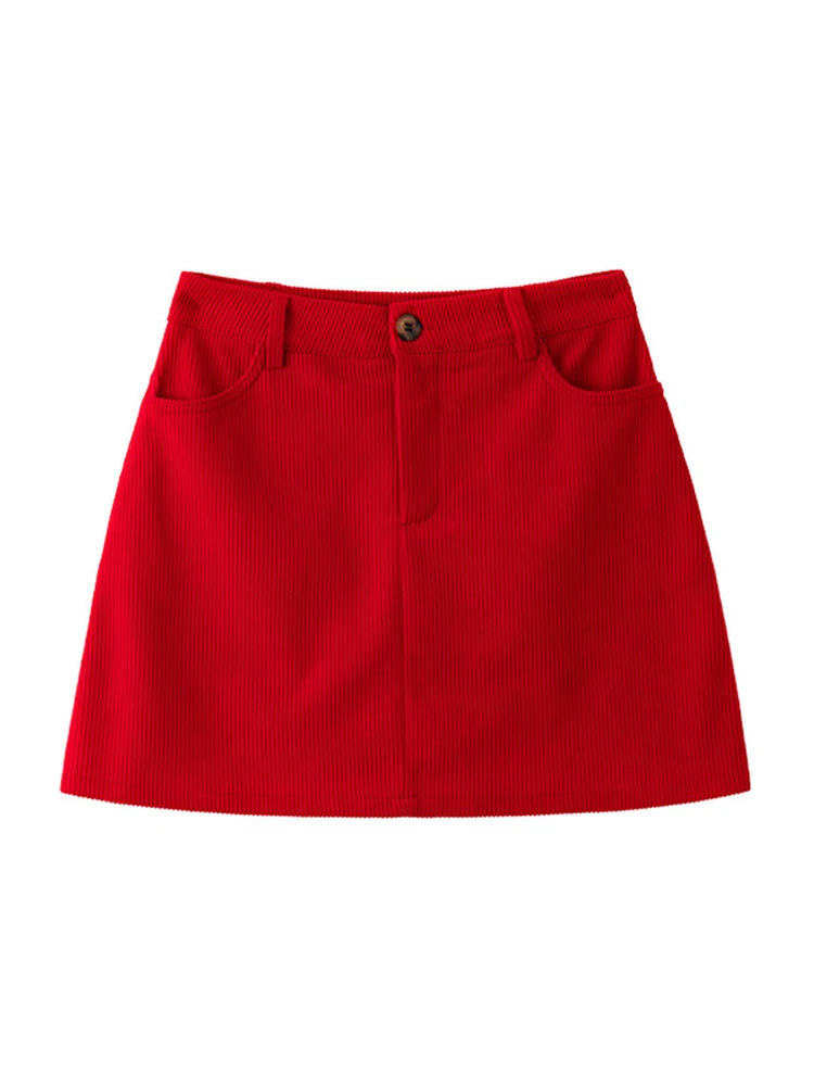 Autumn Corduroy Mini Skirt Burgundy For Women Brown Vintage A Line Short Skirts With Shorts Inside For Women Skirt Corduroy Fall