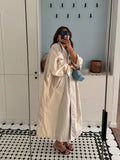Women Stand Collar Full Sleeve Oversized Windbreaker Solid Single Breasted Lace Up Long Trench Coat Lady Autumn Casual Jacket