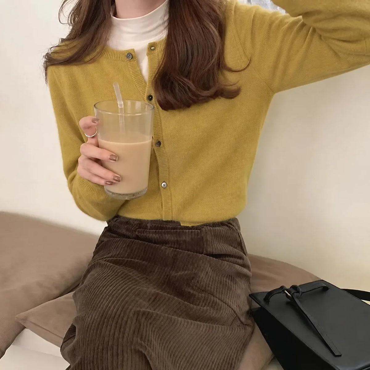 Cashmere Cardigan Sweater for Women Single Breasted Long Sleeve Solid Knitted Outerwear Woman Spring Autumn Casual Knitwear Top